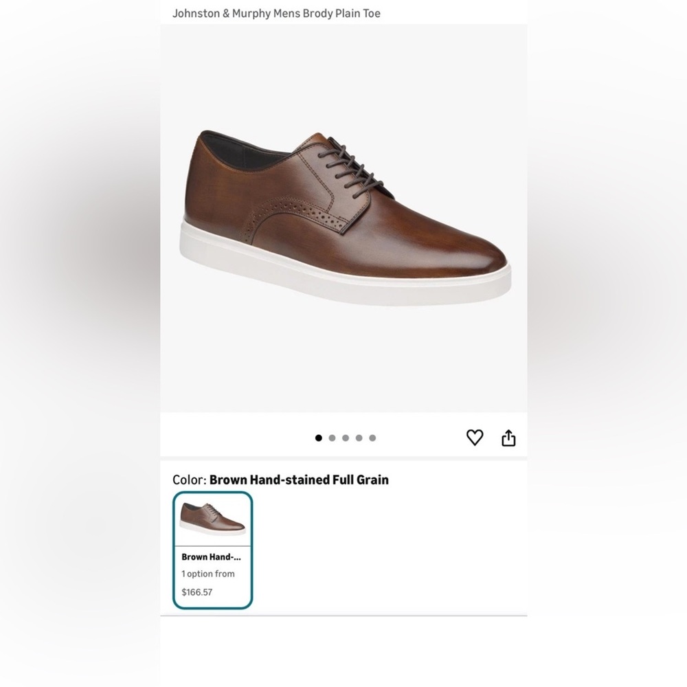 Johnston & Murphy Brody Plain Toe Dress Brown Leather Oxfords